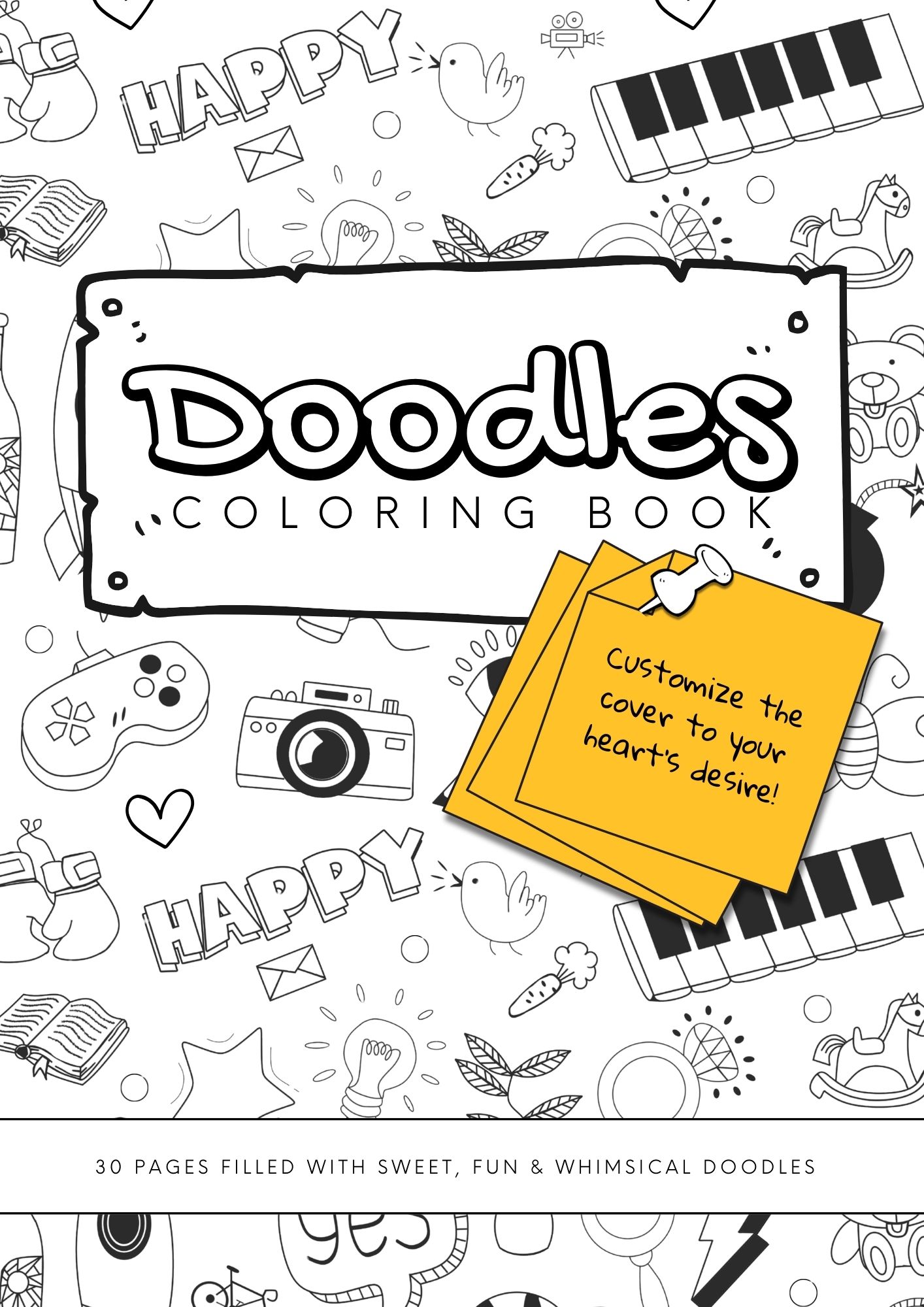 Pages from Doodles coloring book by Lena Brooks, creator of Doodleliscious printable designs