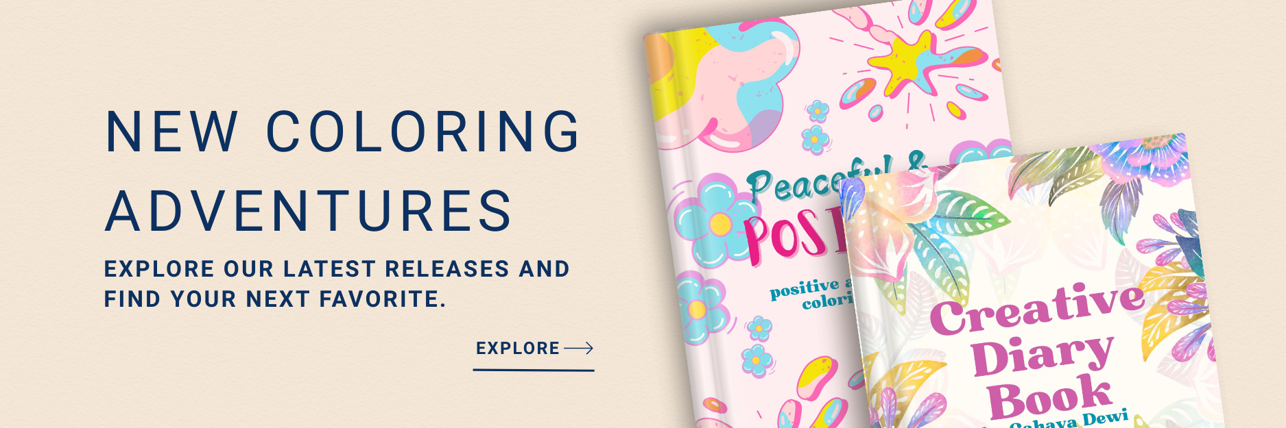 Banner featuring creative new coloring book adventures