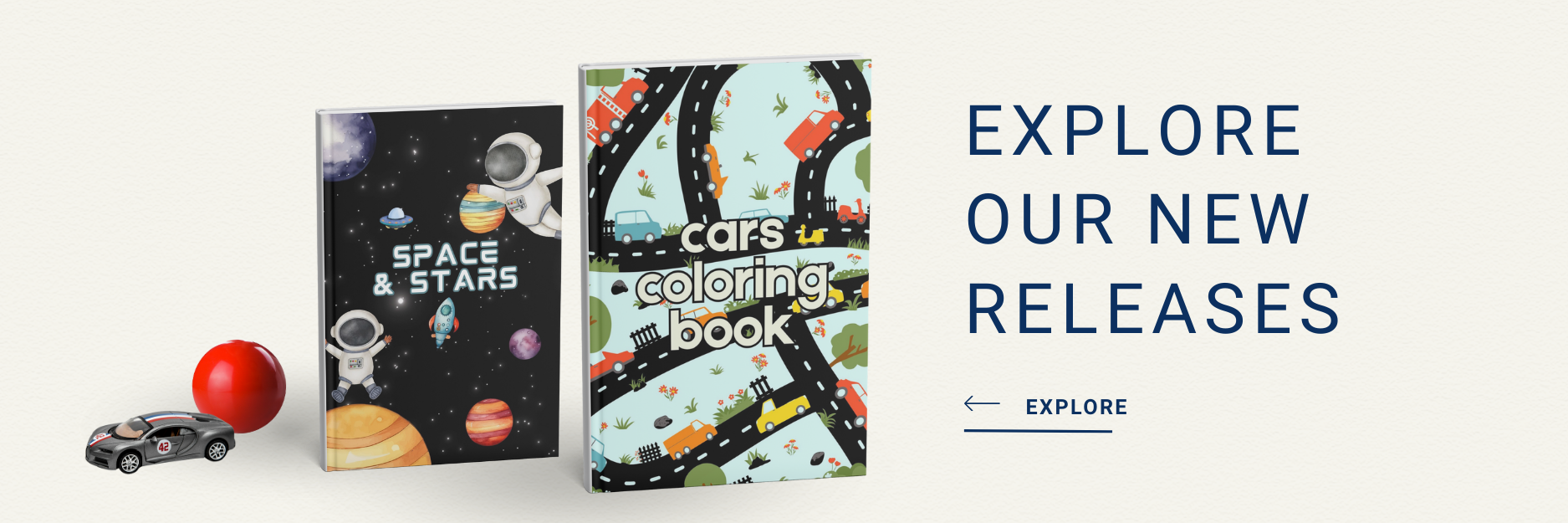 Banner promoting new coloring book releases for all ages