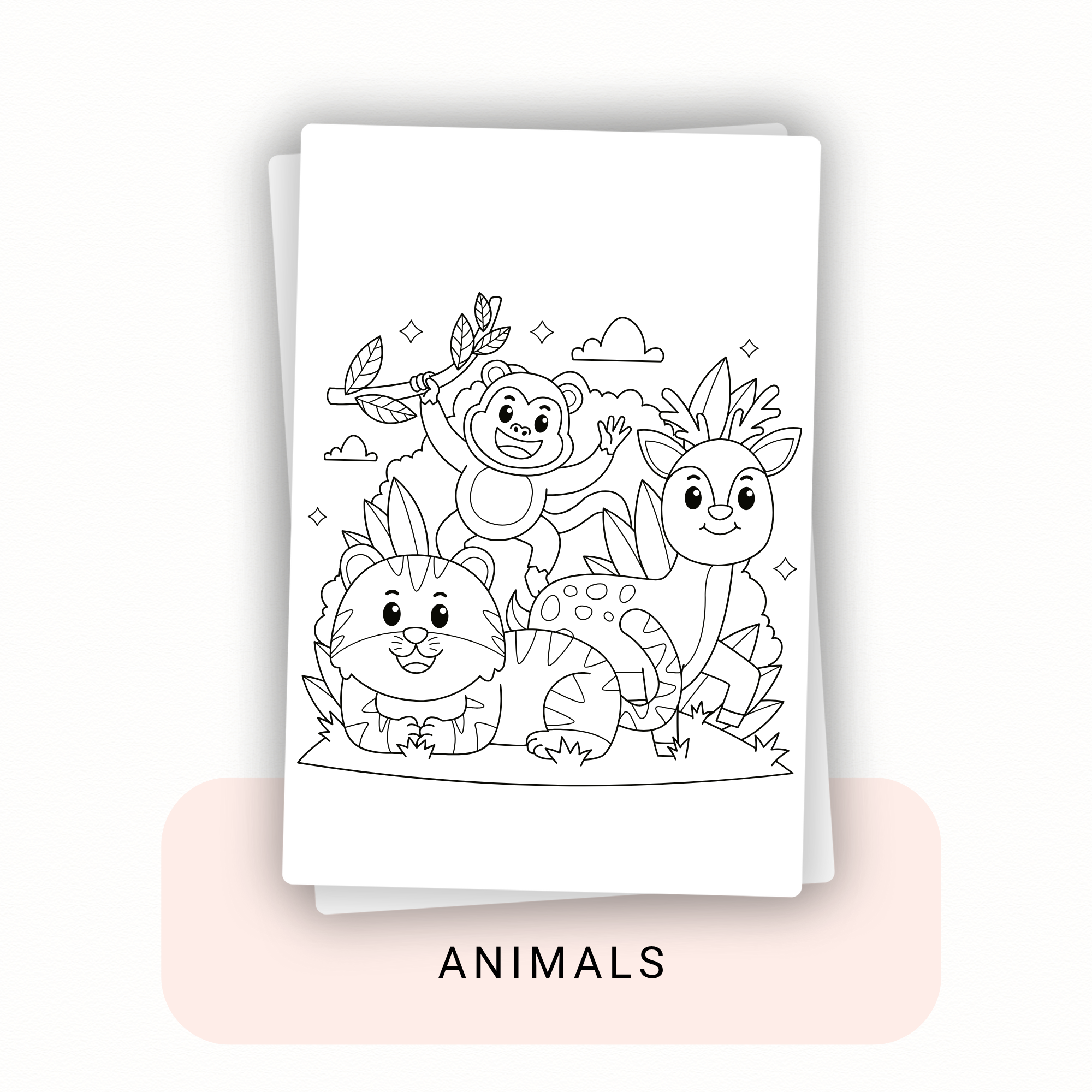 Animal themed free printable coloring pages for instant download